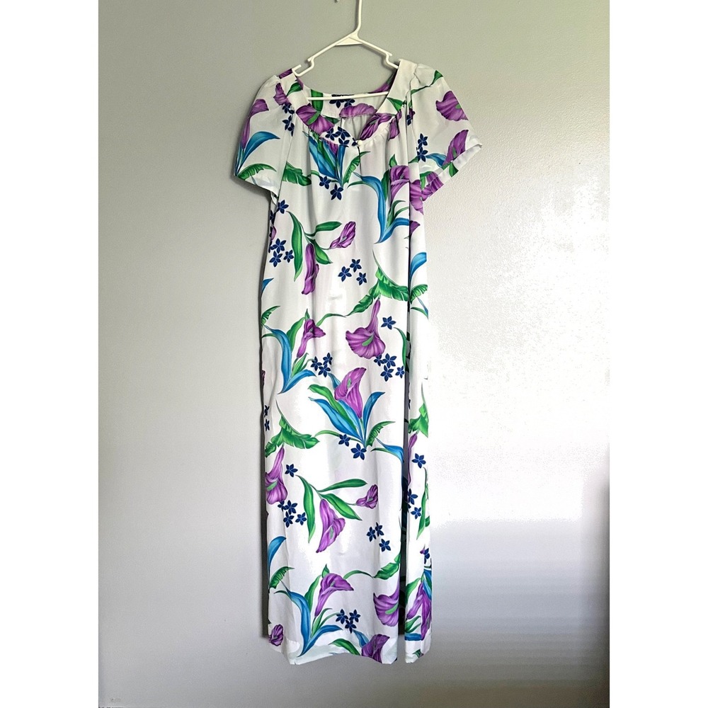 Vintage Hilo Hattie XL Maxi Dress MuuMuu Hawaiian Tropical Luau Cruise Wear